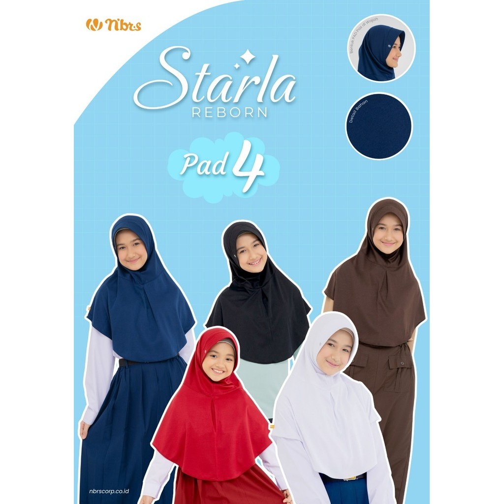 Nibras Hijab Anak Starla Pad 4/ Nibras Hijab Sekolah/ Nibras Hijab Instant