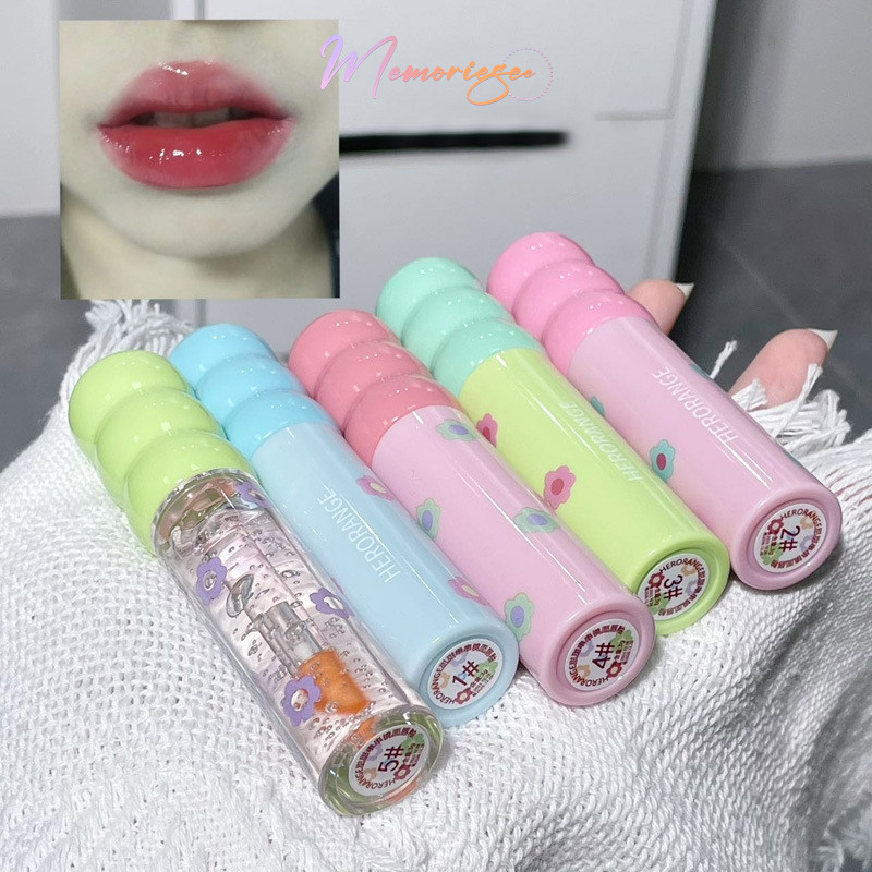COD- HERORANGE Lip Jelly Tint Lip Glossy Glaze Mirror Lip Glaze Moisturizing Lip Gloss Lipstik Korea