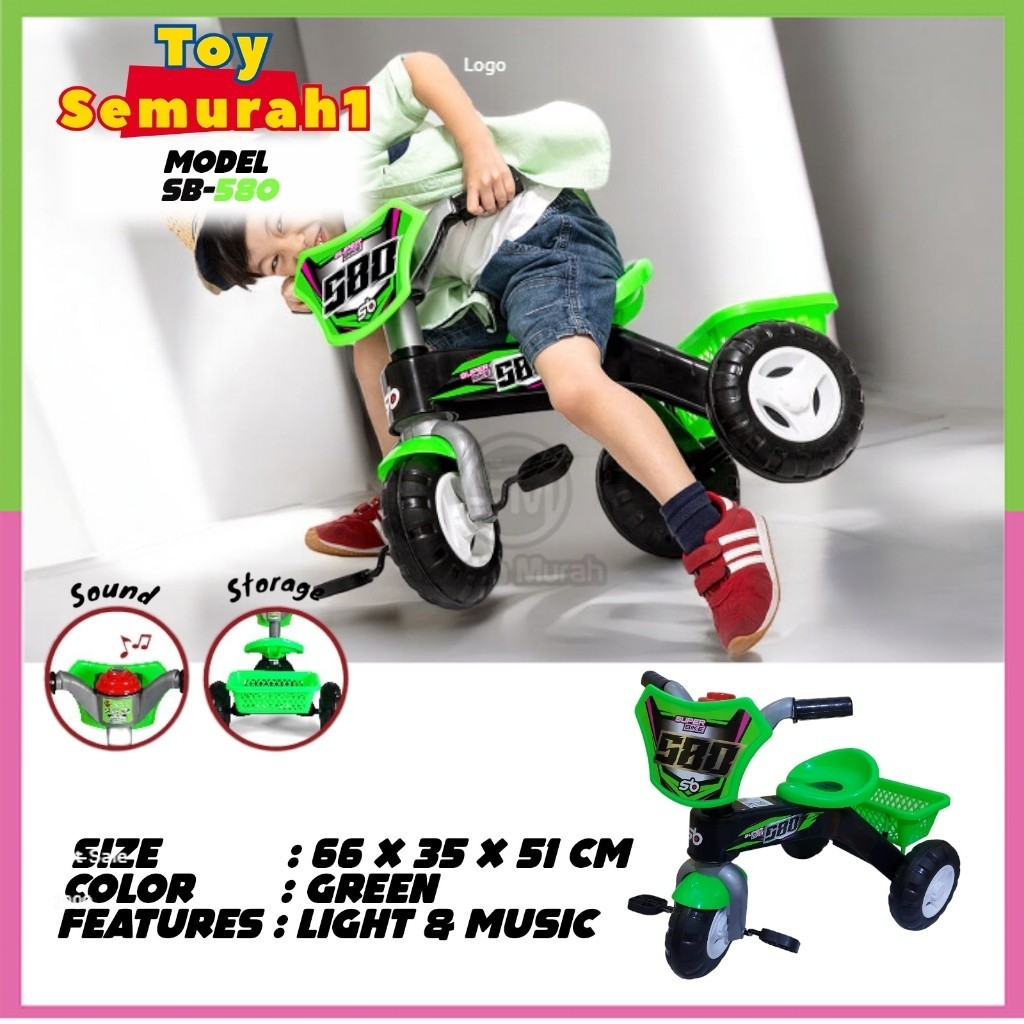 SHP  580|SB 580|SEPEDA RODA 3 MUSIC|SEPEDA ANAK|SEPEDA ANAK MURAH|SEPEDA ANAK ANAK|KENDARAAN ANAK|SE