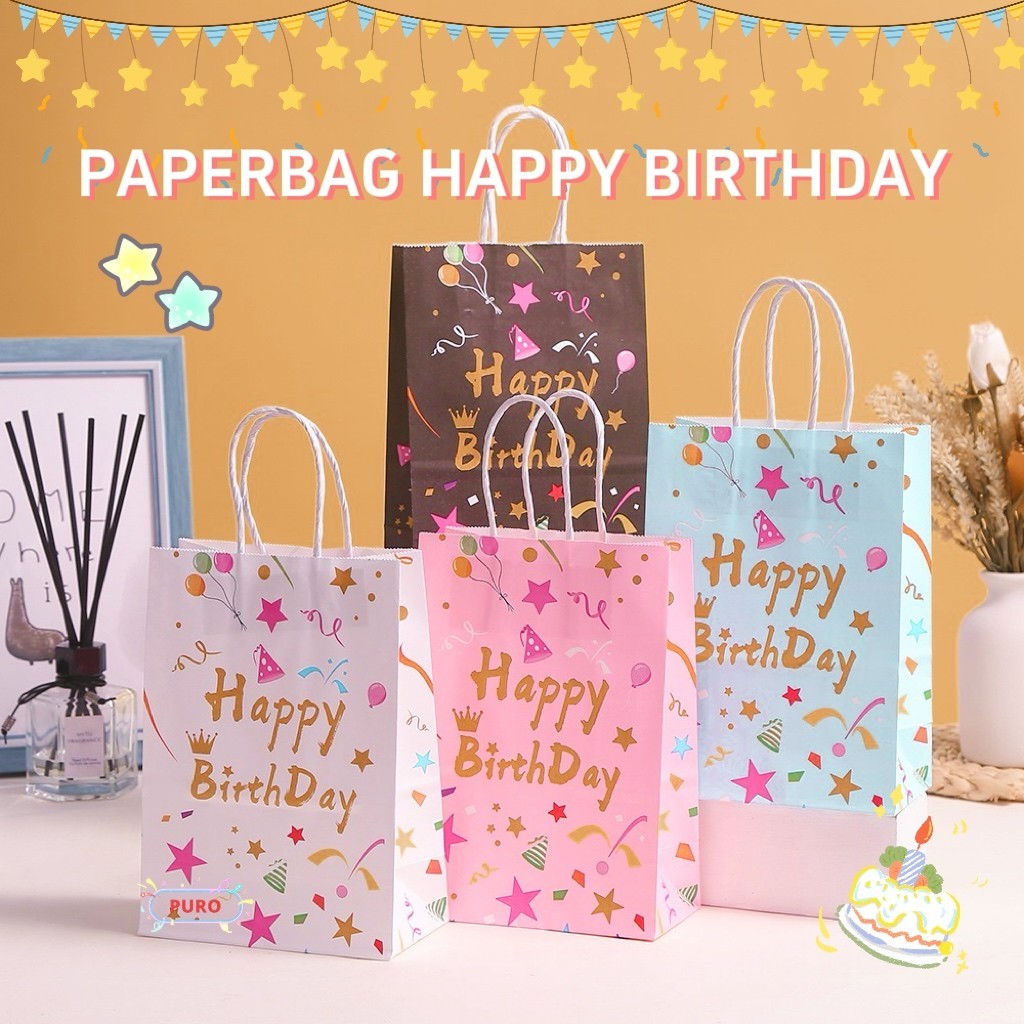 

Paperbag Happy Birthday 21*15*8cm Paper Bag Ulang Tahun Dengan Berbagai Warna Dan Motif