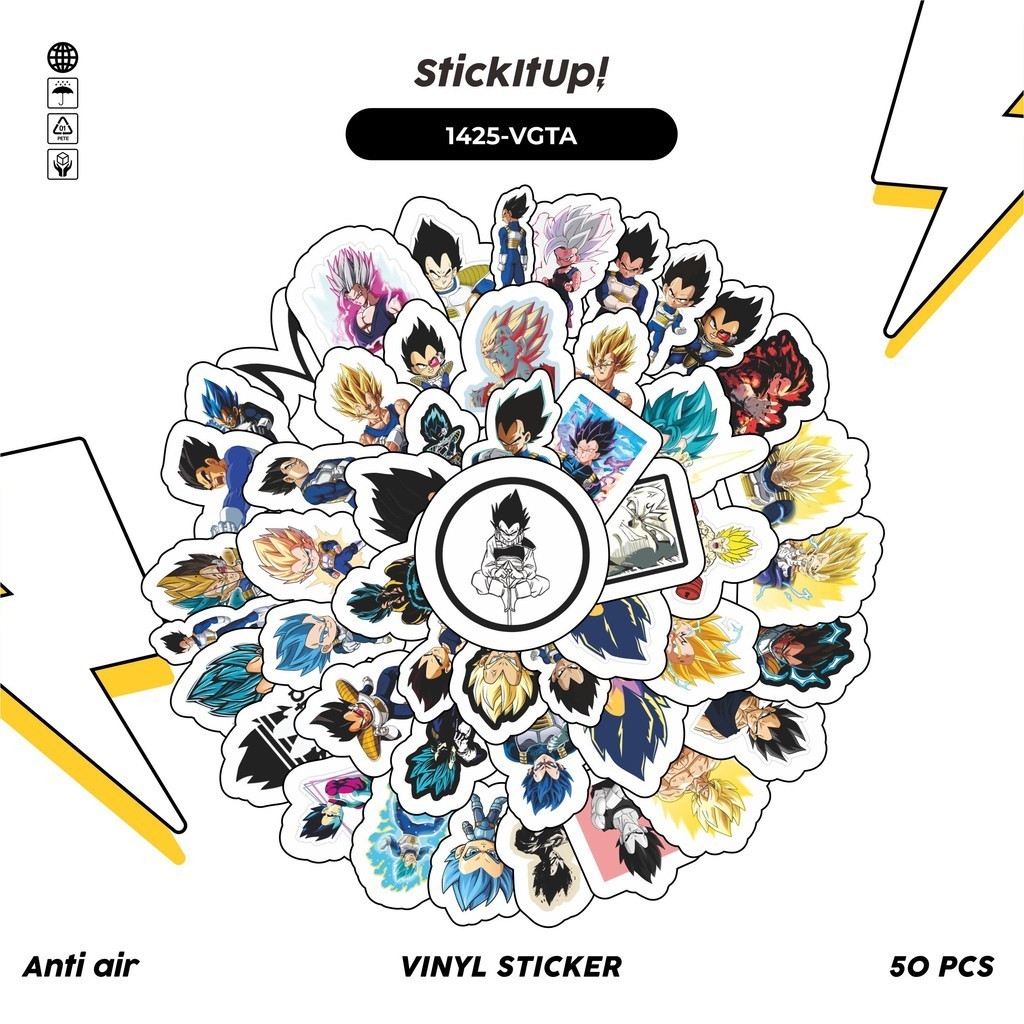 

COD✨ 100 Pcs Stiker Pack Vegeta Dragon Ball Lucu Aesthetic Vynil Waterproof untuk Freebies Sticker Buku Journal Casing HP Laptop