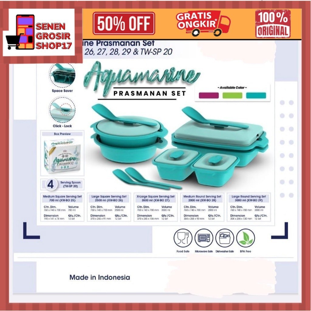 HSH COD Aquamarine Prasmanan Set Sendok/Wadah Penyimpanan Makanan/Tempat Serbaguna / SET PRASMANAN A