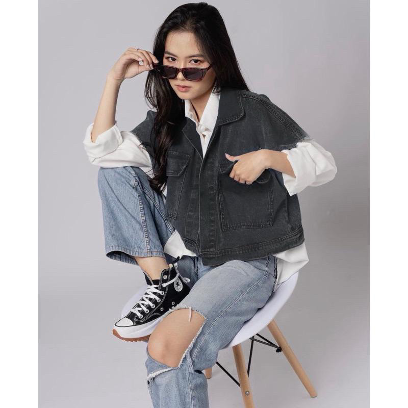 BFS - ZFS FASHION JAKET WANITA BILA / CASSANDRA JACKET ROMPI OVERSIZE / Rompi Jeans Kekinian / Jaket