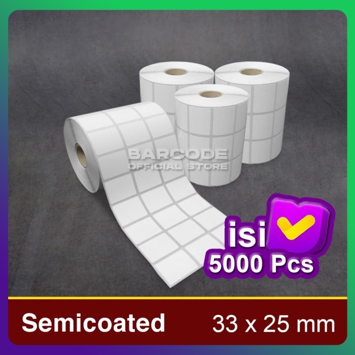 

Label Stiker Semicoat 33x25mm / 33 x 25 / 33x25 mm 3 Line (1 Slop) -TMA56