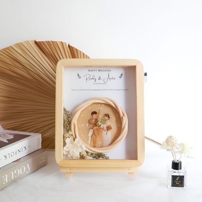 Mahar Jam Dinding Frame 3D Cassia Kado Pernikahan Ulang tahun