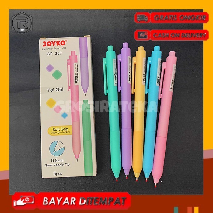 

PULPEN, PULPEN GEL, BOLPEN, BOLPOIN GEL PEN GP 367 HITAM 5 PCS JOYKO