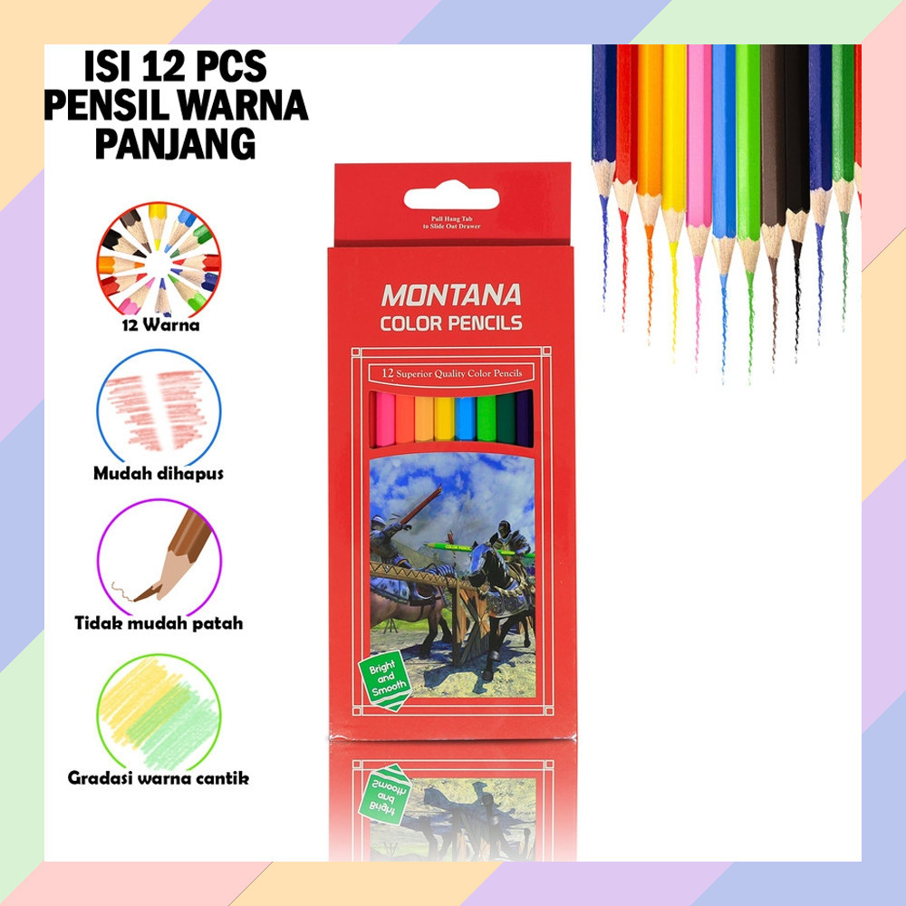 

AT12 Pensil Warna Anak Panjang Pendek Mewarnai Menggambar Bukan Crayon 29C3