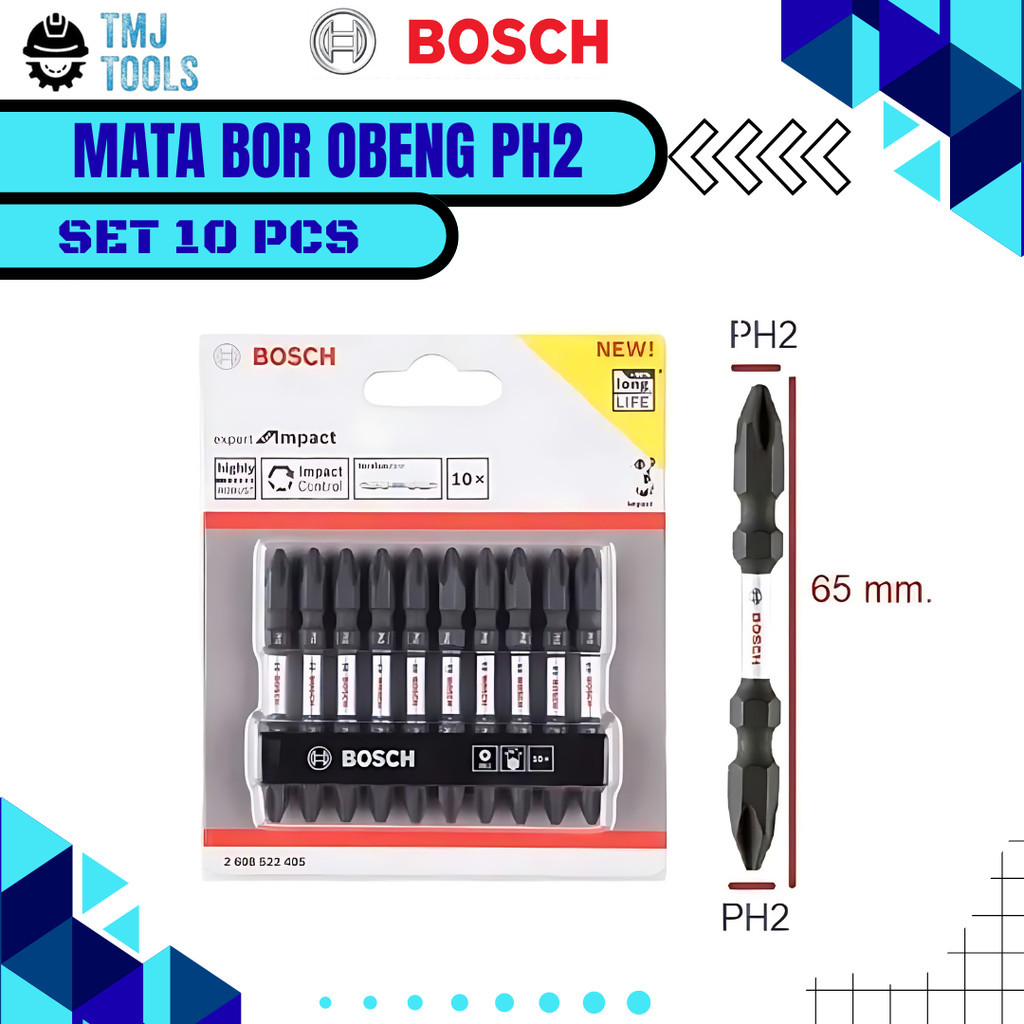 BOSCH Mata Obeng PH2 SET 10pcs ORIGINAL SPESIAL Cordless Impact Screw Driver PH2 Plus 10x Extra Long