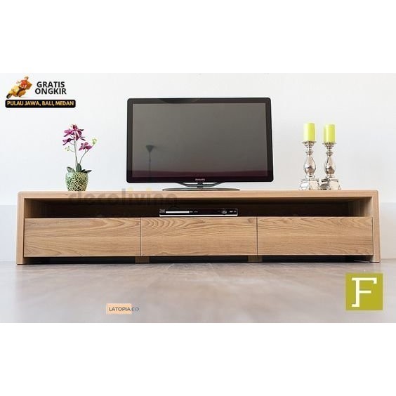 Meja TV /Rak TV Elegan Panjang 155 Lebar 30 Tinggi 40 Cm Tebal 4 Cm (Bukan Rakitan Bukan Serbuk Gerg