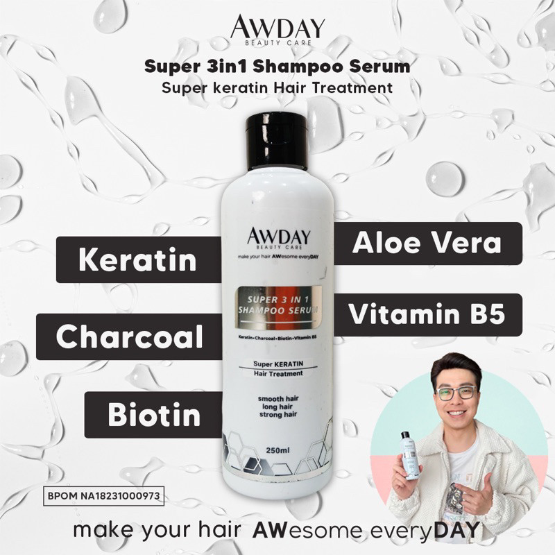 TOKO LARIS Awday SUPER 3in1 shampoo serum 250ml Sampo Keratin 250 ml