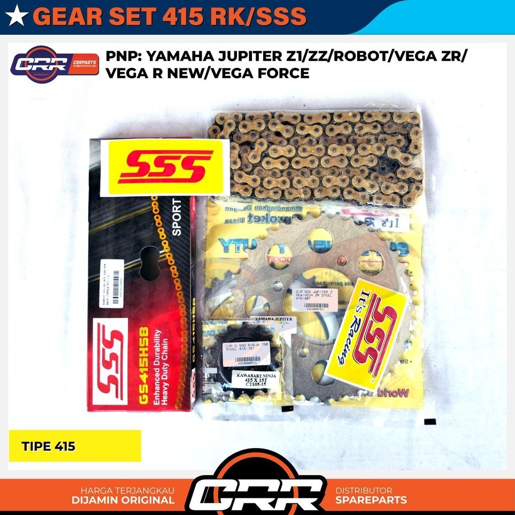 Gear Set Girset Gir Satu Paket 415 SSS Yamaha Vega ZR Jupiter Z1 ZZ Robot Jupiter Z New Vega Force U