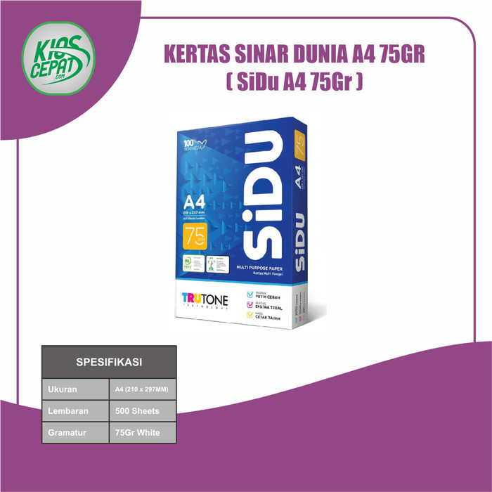 

promo ✨ -Kertas Sinar Dunia A4 75gr (Kertas HVS SiDu)