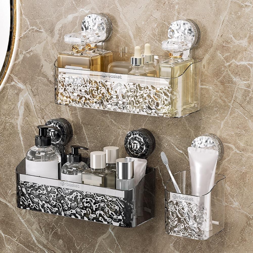 Shower Suction Cup Shelf Basket One Second Installation Bathroom Organizer Storage Rotating To Suck 