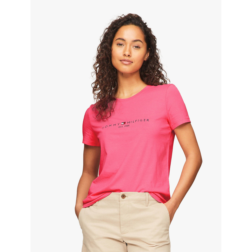 TOMMY HILFIGER - Embroidered Tommy Logo T-Shirt - PINK