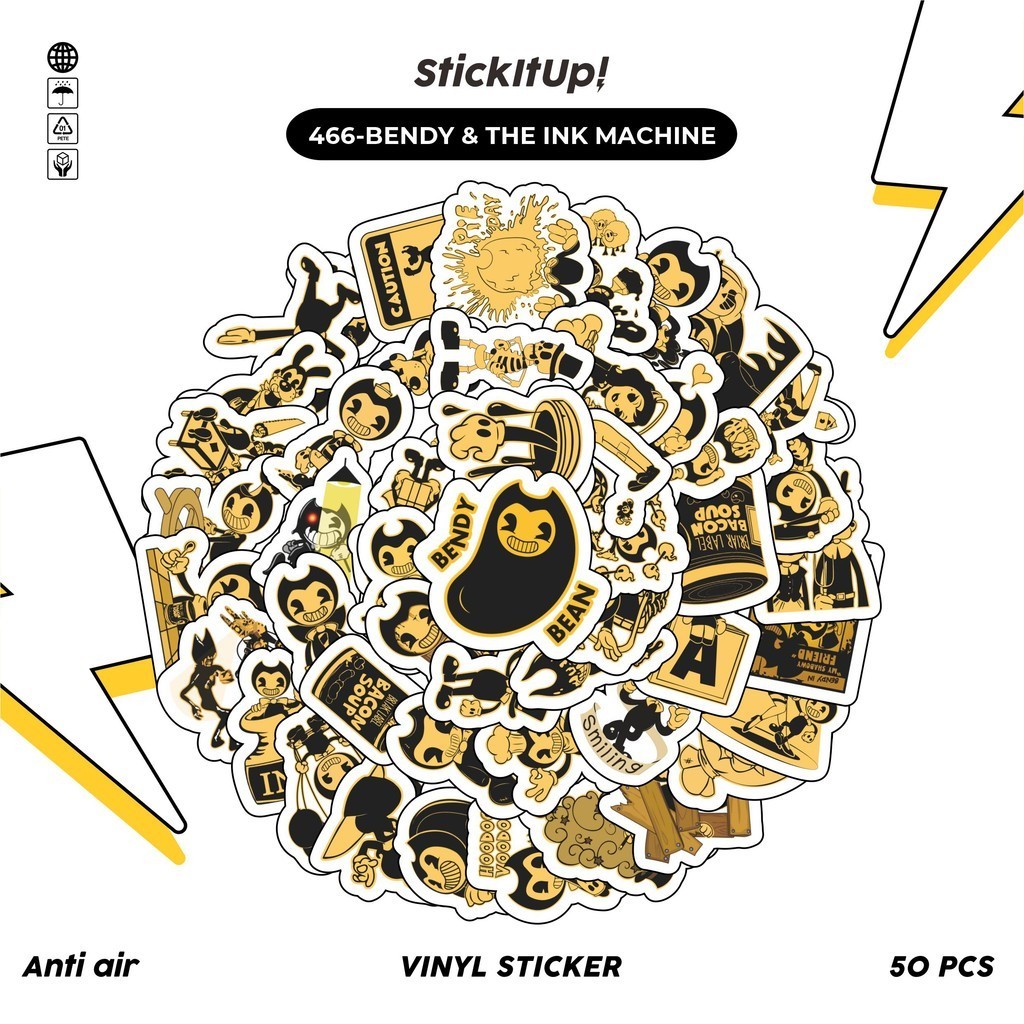 

COD✨ 50 Pcs Stiker Pack Motif Kartun Bendy And Ink Machine Anti Air Untuk Dekorasi Notebook Sepeda Skateboard Handphone DIY