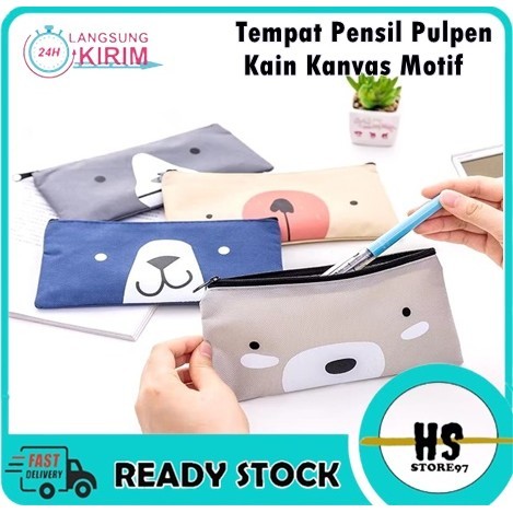 

Tempat Pensil Pulpen Kain Kanvas Motif Karakter Hewan Lucu Kotak Pensil Serbaguna Animal Dompet Pouch