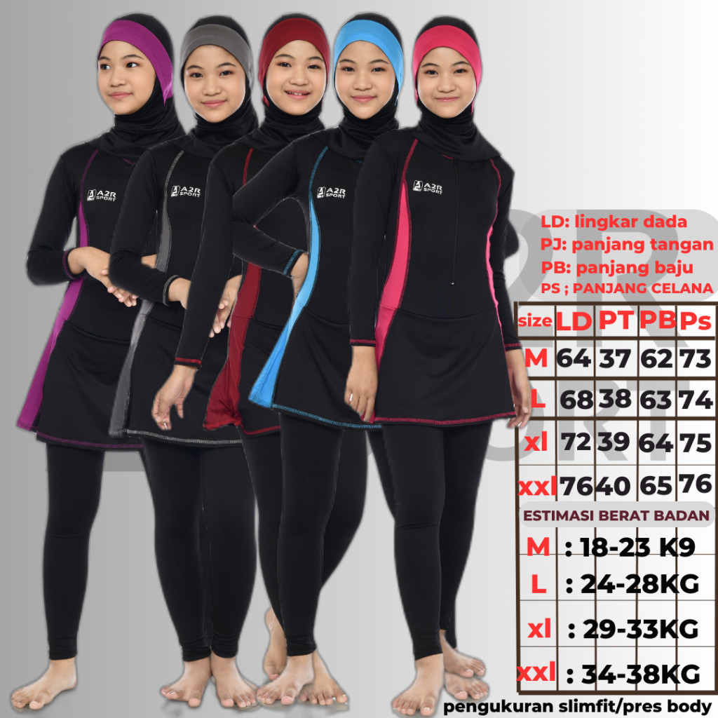 AV41HA Baju Renang muslimah Anak . Baju Renang Anak Tanggung  .bajurenang anak muslimah Baju renang 