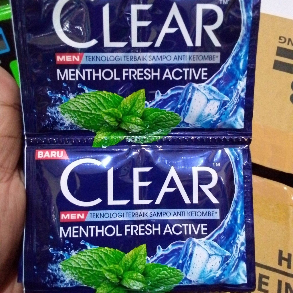CLEAR MEN Shampoo MENTHOL FRESH ACTIVE  9mL ( 1 Renceng / 12 Sachet )