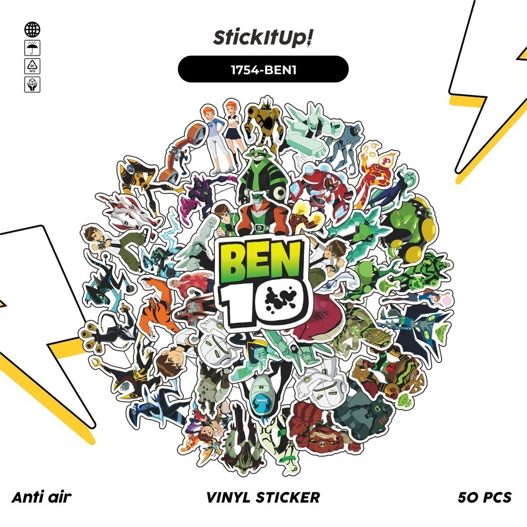 

COD✨ 50 Pcs Stiker BEN TEN CHARACTER MIX 01 Lucu Anti Air Untuk Dekorasi Notebook Sepeda Skateboard Handphone DIY