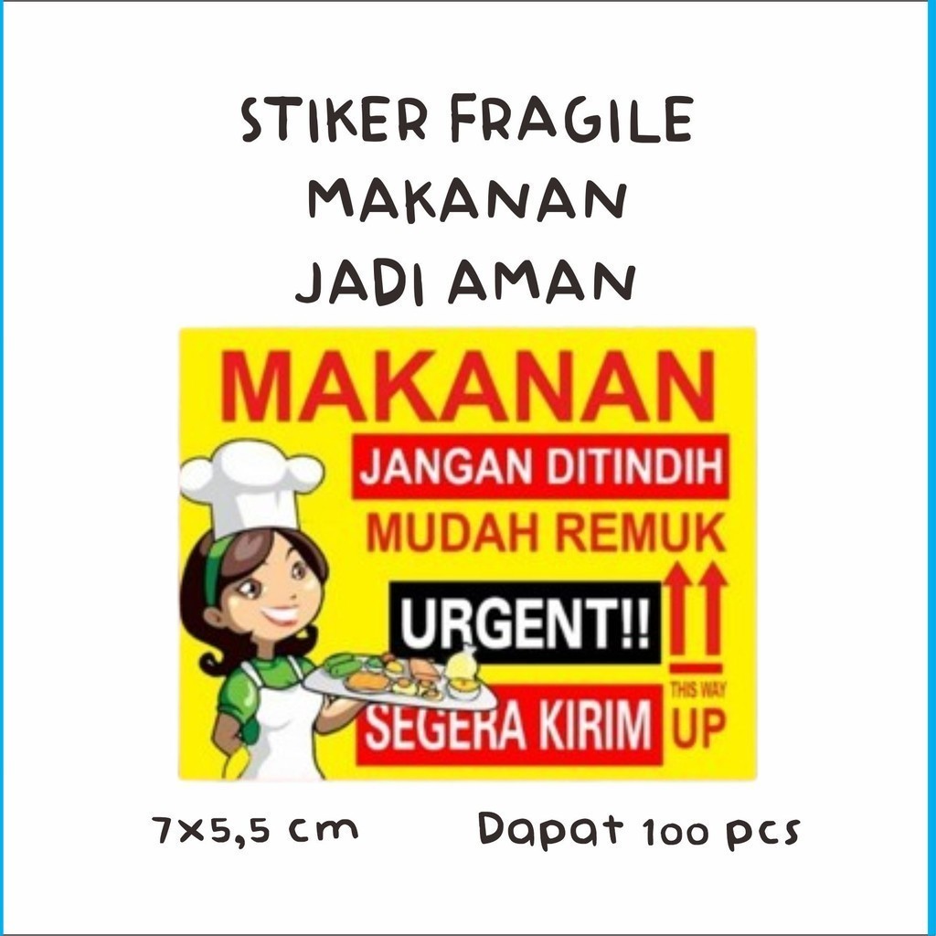 

JAYAPRINT - (100 PCS) STIKER FRAGILE MAKANAN STIKER LABEL PENGIRIMAN OLSHOP MURAH
