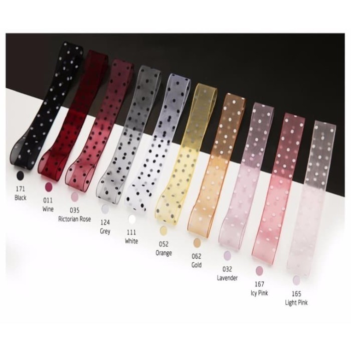 

Pita Organdy Motif Polkadot IMPORT QUALITY (1" / 2.5 Cm) Panjang 30 M - 011 WINE