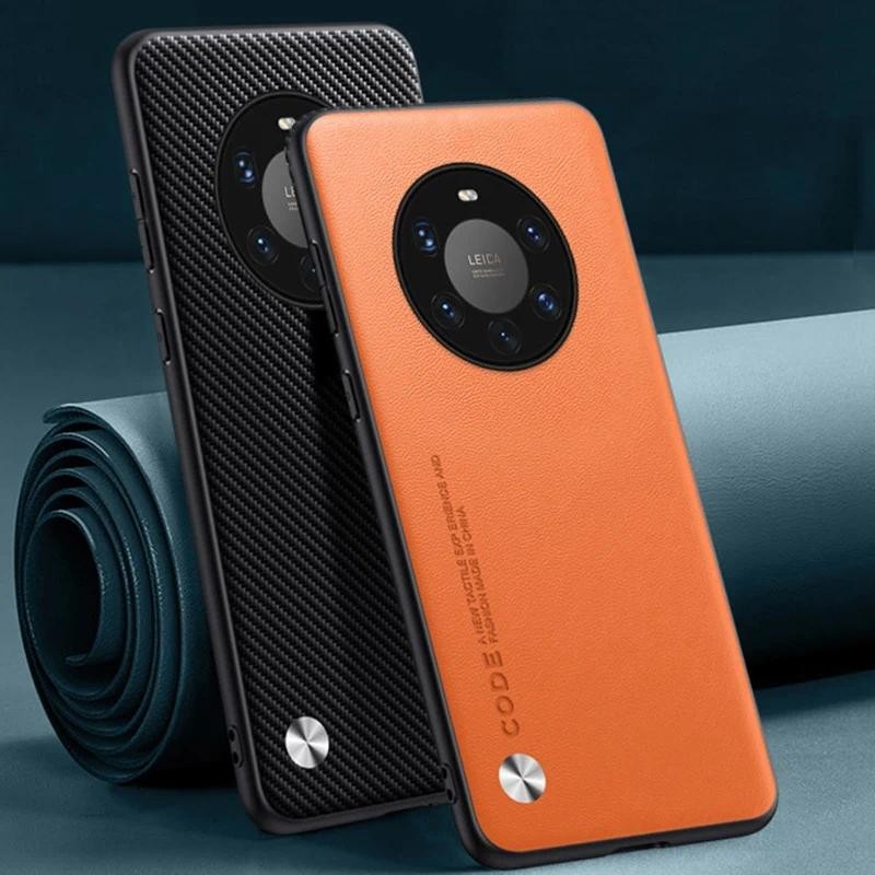 For Huawei Mate 40 Pro Plus case Carbon Fibre Leather  Silicone Protection Back cover For Huawei Mat