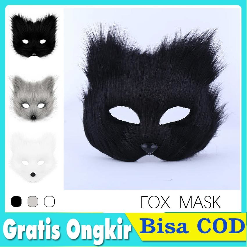 Topeng Anime Cosplay bulu Kitsune Bunkasai Topeng Jepang Kitsune Topeng Kucing Mask Halloween Mask T