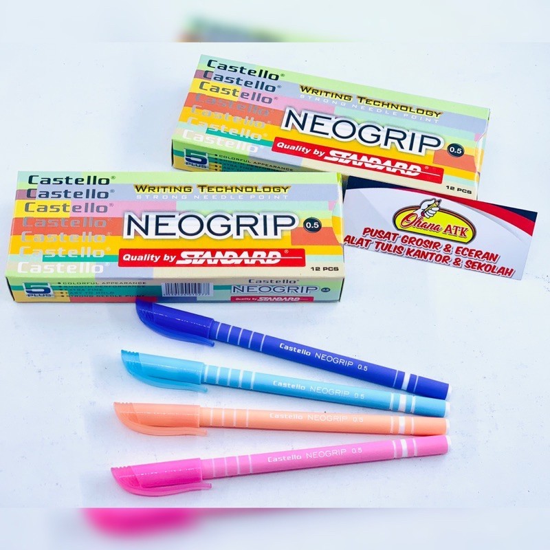 

(1pack)Pulpen Bolpen Bolpoint Standard Castello Neogrip Anti Macet