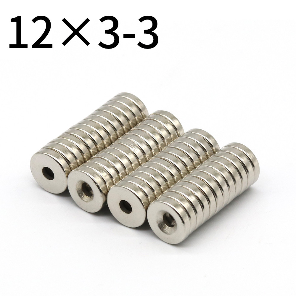 

10/20/50Pcs 12x3-3 Neodymium Magnet 12mm x 3mm Hole3mm N35 NdFeB Round Super Powerful Strong Permanent Magnetic imanes 12x3Hole3