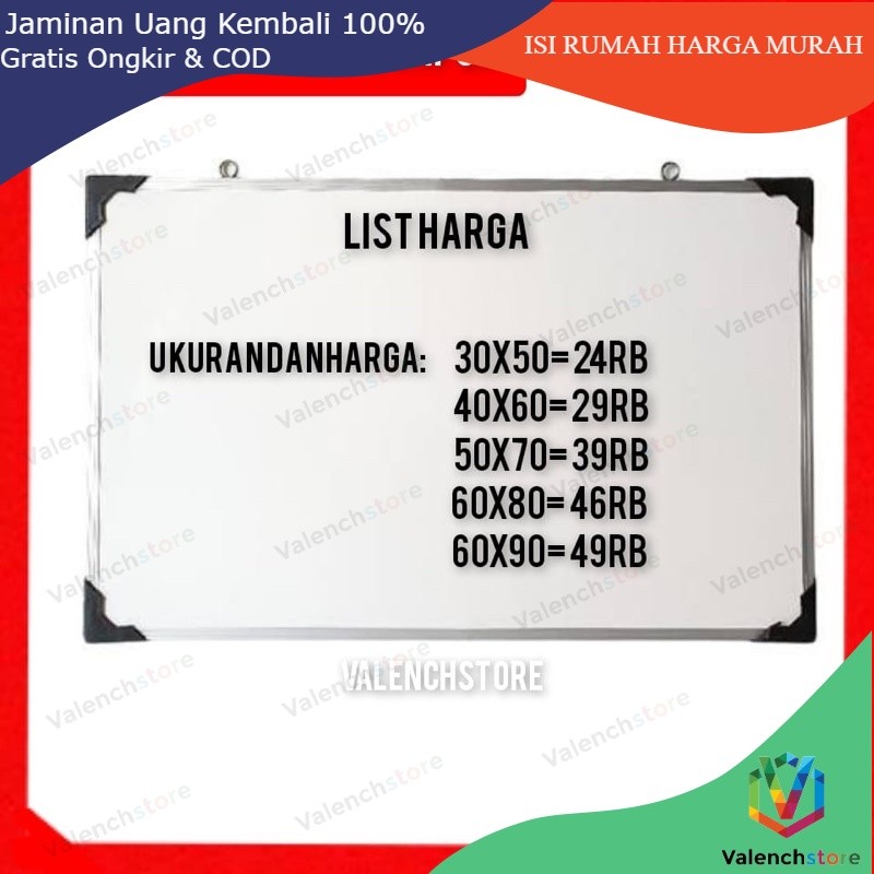 

Papan Tulis 30X50cm 2in1 (bisa di pakai) Spidol dan Kapur Whiteboard / Blackboard Ukuran 30X50