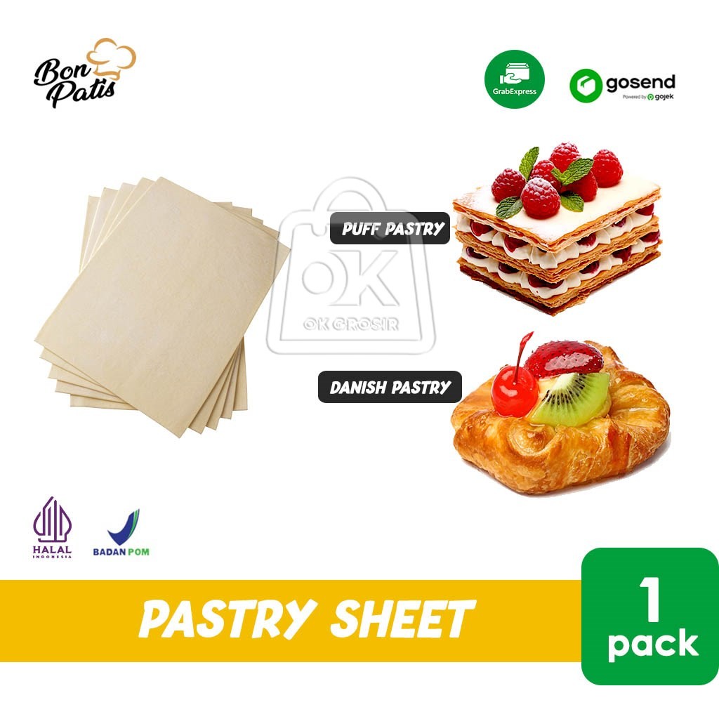 Pastry Sheet Frozen Bonpatis Puff / Danish / Danish Butter Pastry 1 Pack isi 15 (KHUSUS INSTANT)