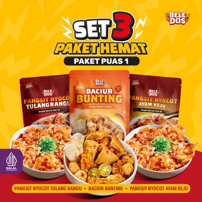 

Beledos Paket Puas 1 / Baciur Bunting / Pangsit Nyocot Tulang Rangu / Pangsit Nyocot Ayam Keju
