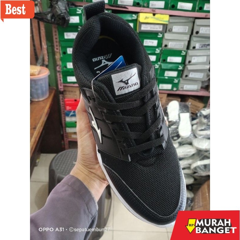 sepatu sneakers lokal terbaik SEPATU MIZUNO RUNING PRIA HITAM GOLD SEPATU LARI MIZUNO RUNNING GRADE 