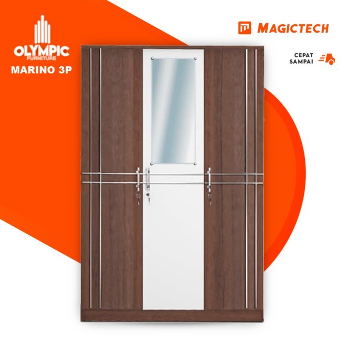 LEMARI KAYU 3 PINTU / LEMARI PAKAIAN 3 PINTU OLYMPIC MARINO 3P