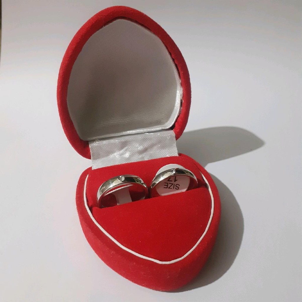 NEW Cincin Couple Silver Polos Mata Cincin Pernikahan ( FREE COD ) Sudah dapat 2 pcs FREE BOX LOVE R