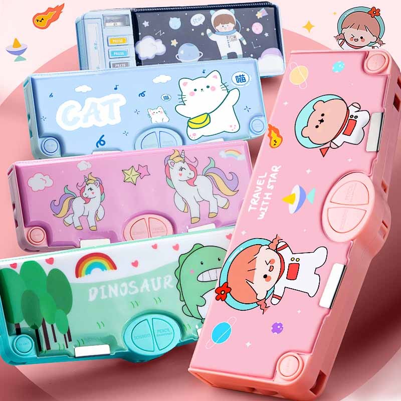 

【TBE】Kotak Pensil Plastik Besar Pelajar Kartun Kawaii Kotak Pensil Multifungsi Hadiah Anak-anak Kotak Pena Kotak Alat Tulis Perlengkapan Sekolah