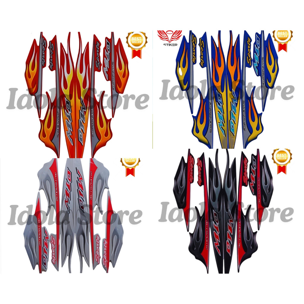 Striping Stiker List Body Standar Motor Yamaha Mio Sporty 2006 Motif Api List Stiker Mio Sporty 2006