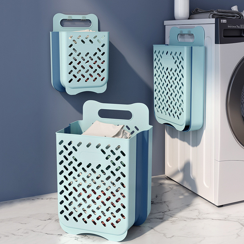 

Folding Bathroom Laundry Basket Wall-mounted Dirty Clothes Storage Basket Household Laundry Bag Laundry Bathroom Organizer