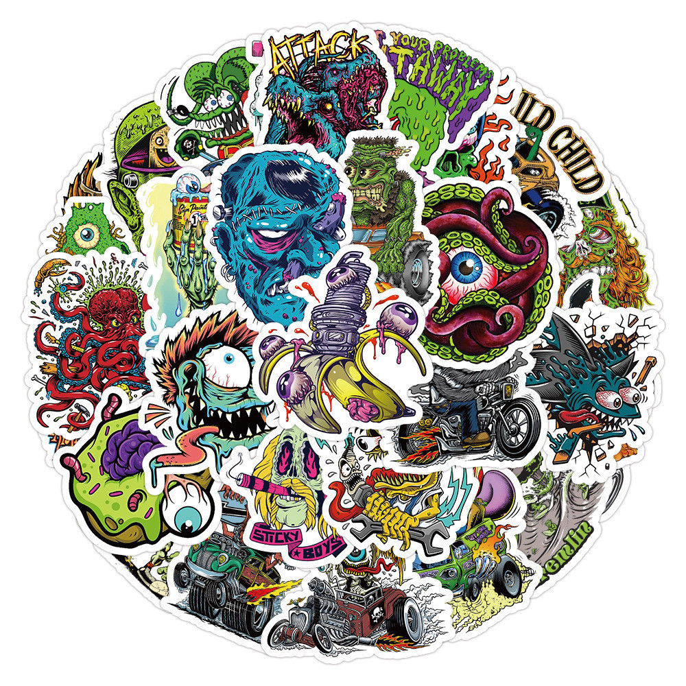 

10/30/50pcs Cool Horror Monster Graffiti Stickers PVC Waterproof DIY Motorcycle Phone Laptop Skateboard Bike Cartoon Decal Toys