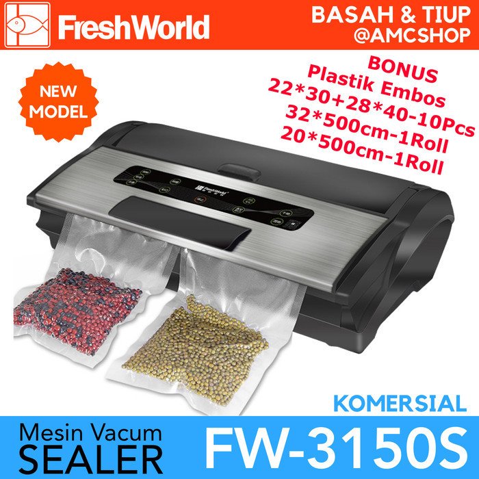 ✨NEW✨ -FRESH WORLD FW-5060 Mesin Vacuum Sealer Komersial Vacum (Bisa Basah) - FW-3150