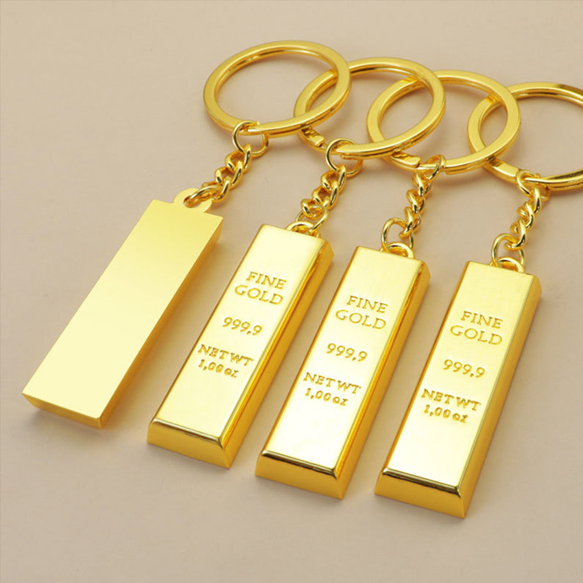 Gantungan Kunci Emas Batangan Gold Bar Replika Bahan Logam Fine Gold