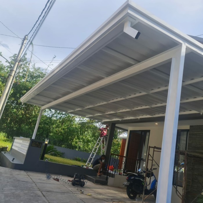 kanopi alderon minimalis warna putih cocok untuk semua tipe rumah