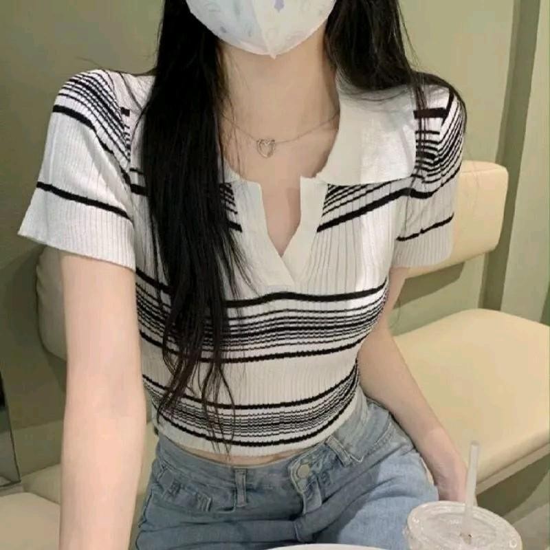 Atasan Rajut Kerah Crop Lisaii/Crop Top Rajut Baju Wanita