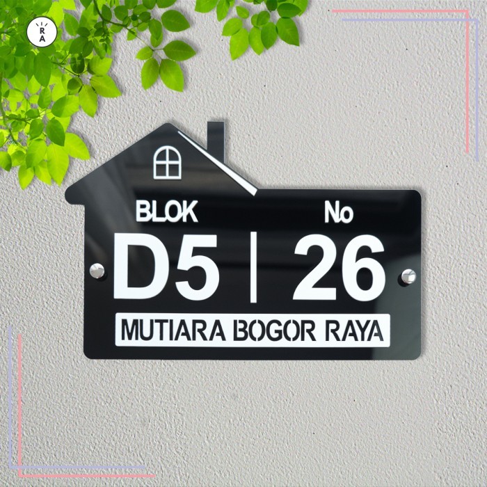 ✨READY✨ -Plat Rumah Uk.30x17 / Plat Nomor Rumah Akrilik / Plat Nomor Akrilik - Putih/Tempel, M(35x23