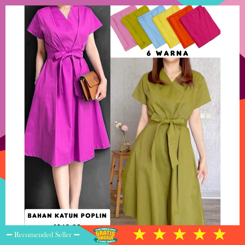 Baju Lebaran Natal Tahun Baru Murah Cantik Anggun Elegan / dress wanita katun poplin premium edisi n