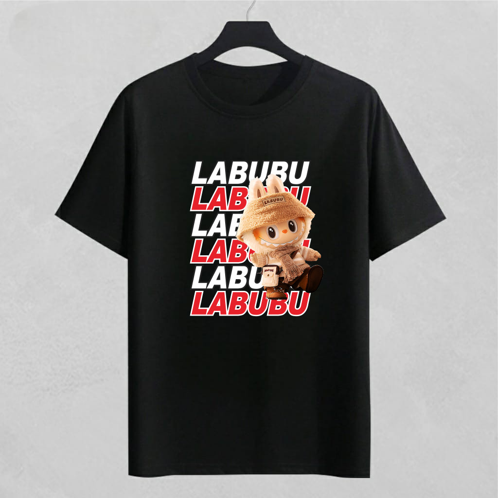 Kaos pria kaos distro kaos hitam putih kaos labubu viral tulisan pria dan wanita baju pria