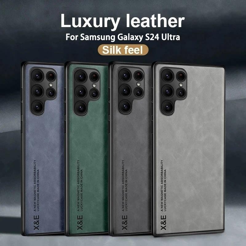 For Samsung Galaxy S24 S23 S22 S21 S20 S25 Ultra Plus FE Case Goatskin plush ultra-thin magnetic pat