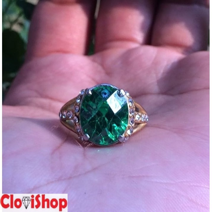 Cincin Wanita Batu Permata Green Aquamarine Full Cutting HQ