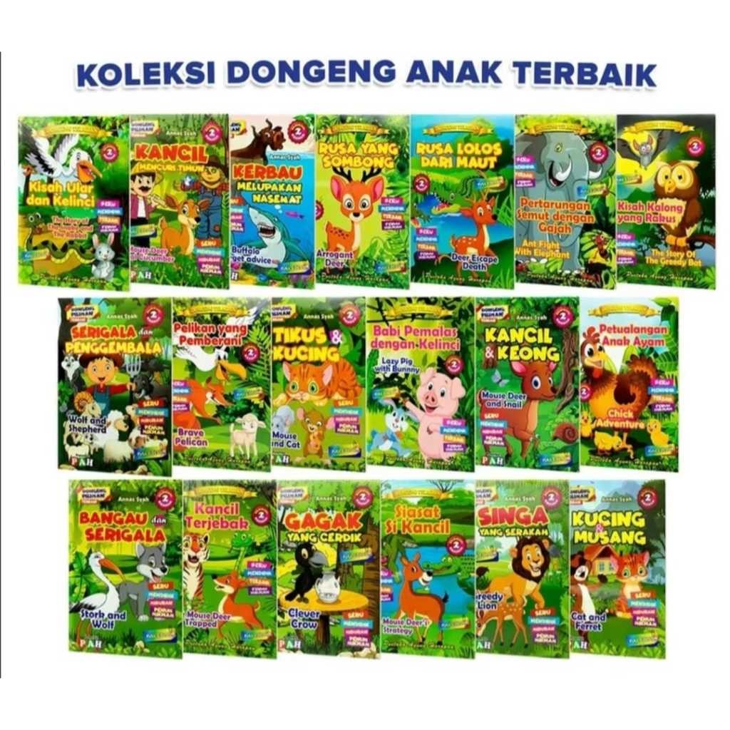 

1 Paket Isi 10 Buku Cerita Anak Seri Kisah Fabel Edisi Bilingual 2 Bahasa Bergambar Full Color