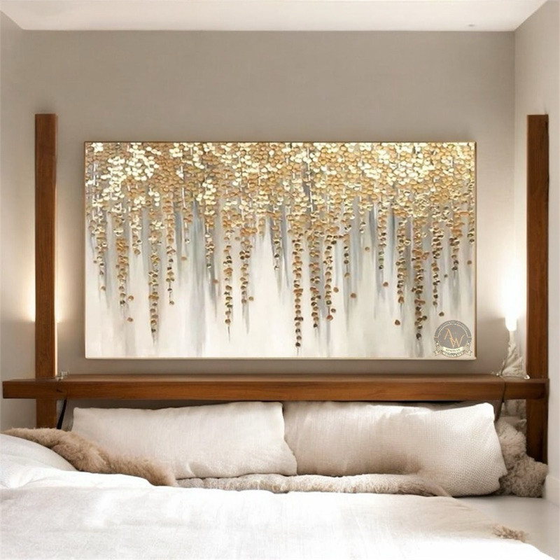 

lukisan abstrak modern aesthetic gliter gold